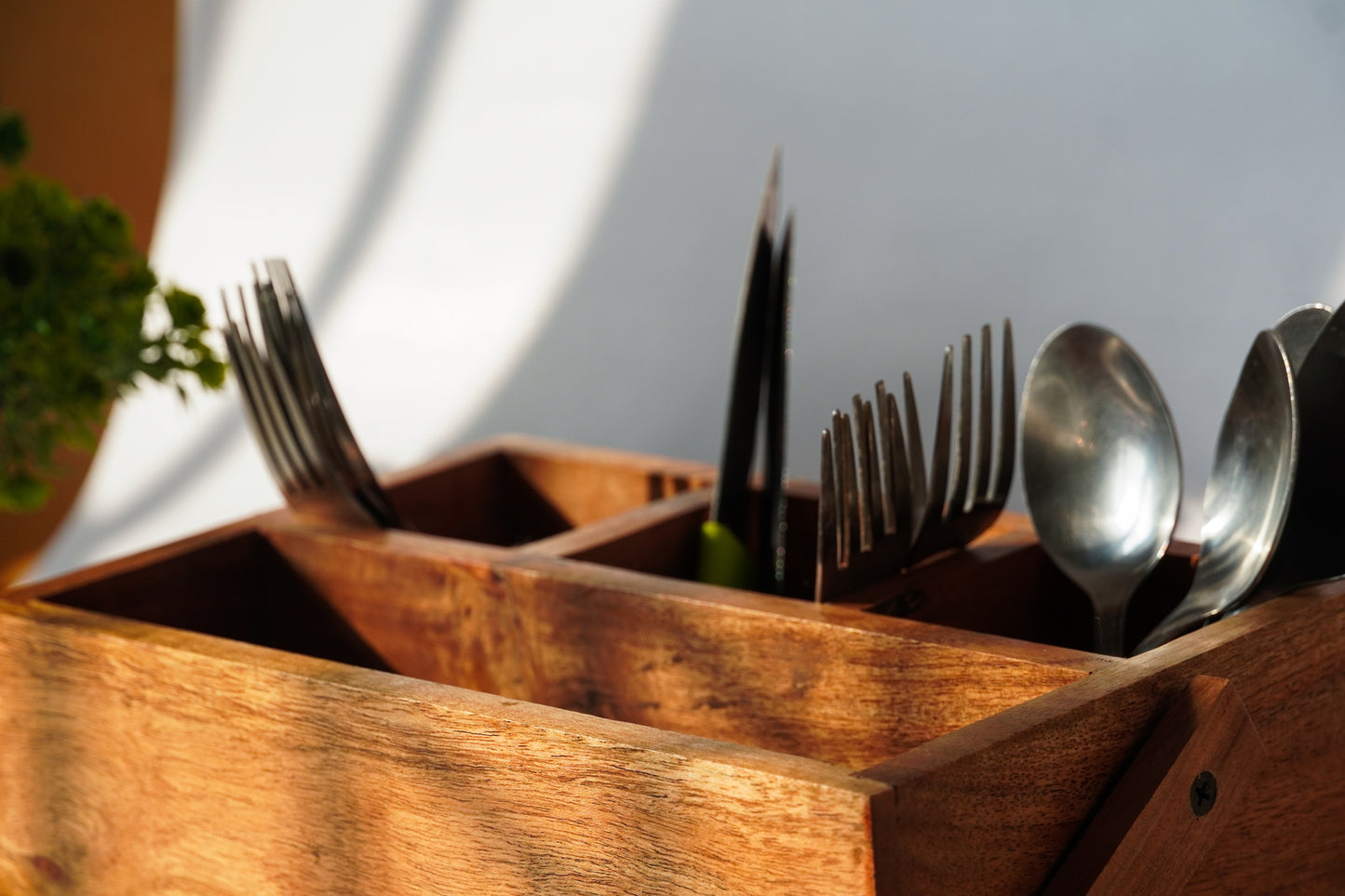 Wooden Caddy/Cutlery holder with Wooden Holder made with premium acacia wood