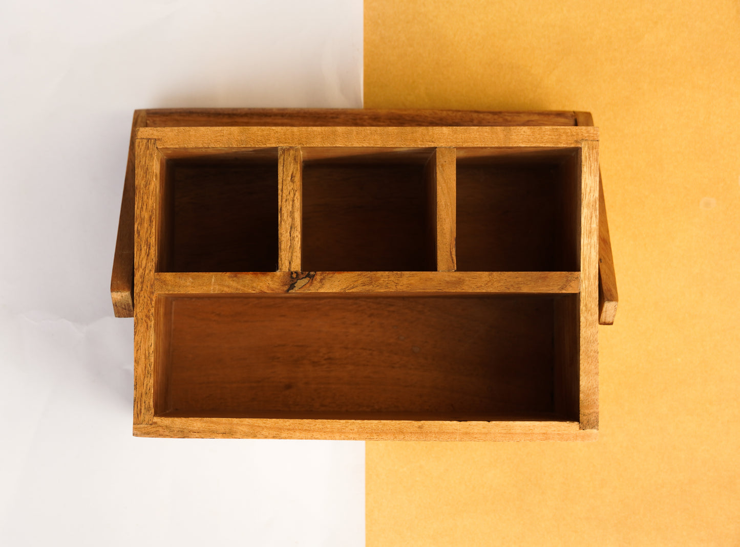 Wooden Caddy/Cutlery holder with Wooden Holder made with premium acacia wood