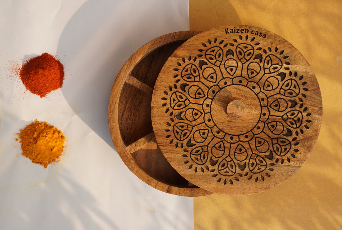 Wooden Spice Box made with premium acacia wood