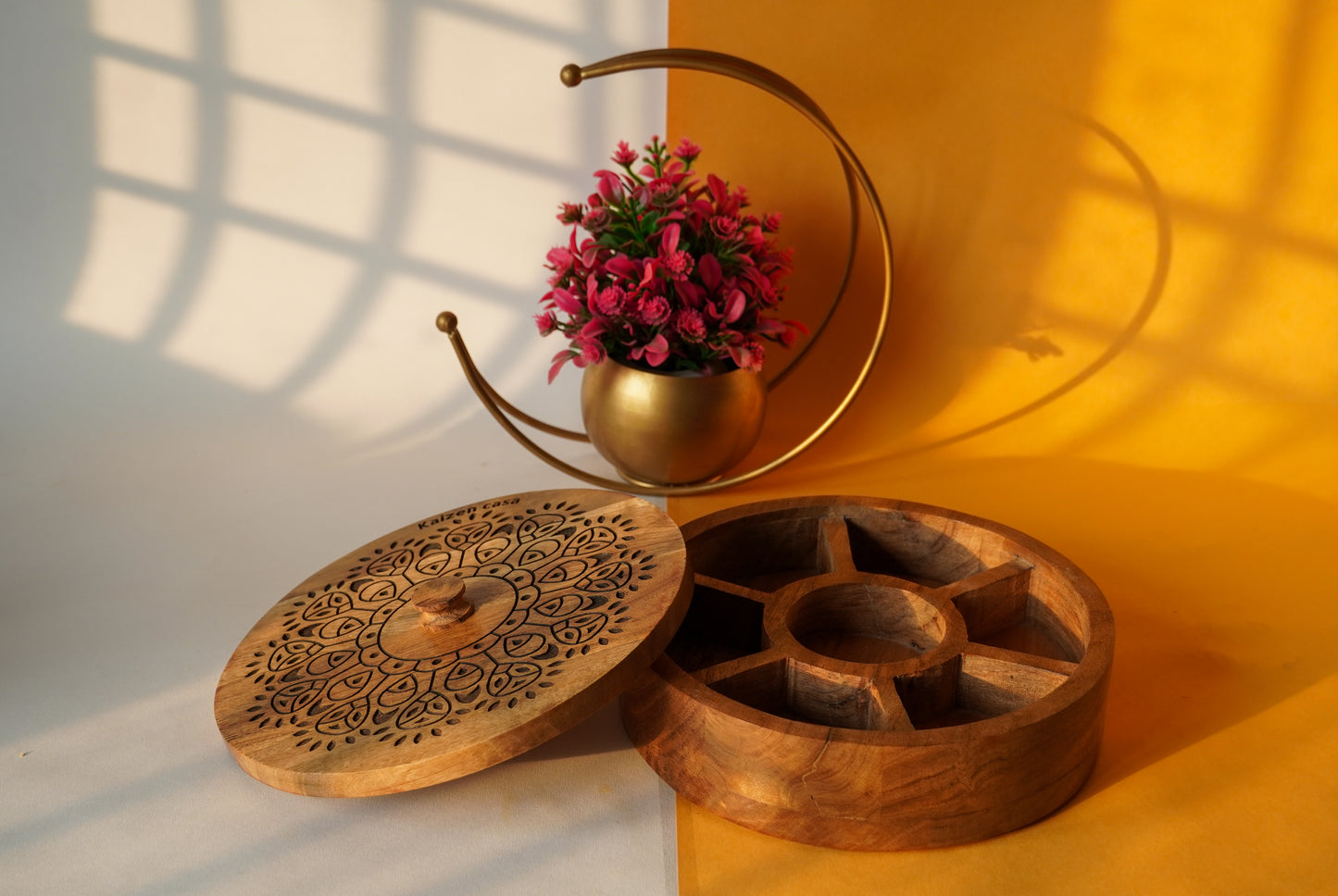 Wooden Spice Box made with premium acacia wood